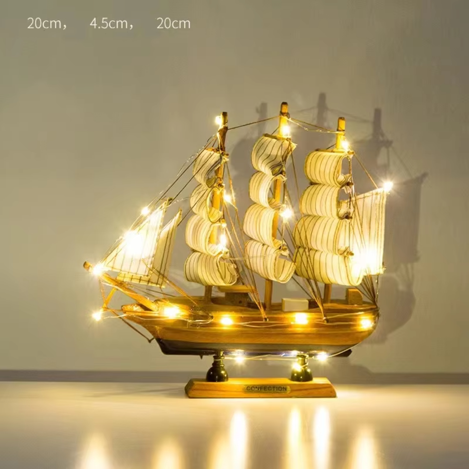 Modelo de velero de madera nórdico, decoraciones creativas, decoración de escritorio: Amarillo claro