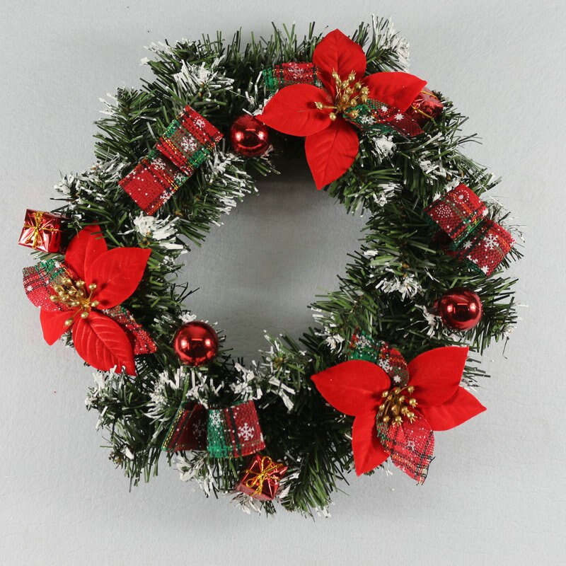 Fashionable Christmas Wreath With Battery Powered LED Light String Front Door Hanging Garland Home Decorations: Default Title
