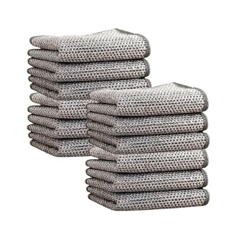 20-1 stk. metallnett rengjøringsbøtte universell kjøkkenhåndklær vask kran te flekk klut til oppvask skuresvamp ren: 2 stk