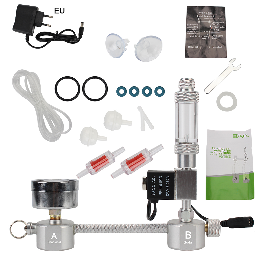 For Aquatic Plant Growth Aquarium Accessories Aquarium CO2 Generator System Kit DIY Bubble Counter Diffuser With Solenoid valve: D