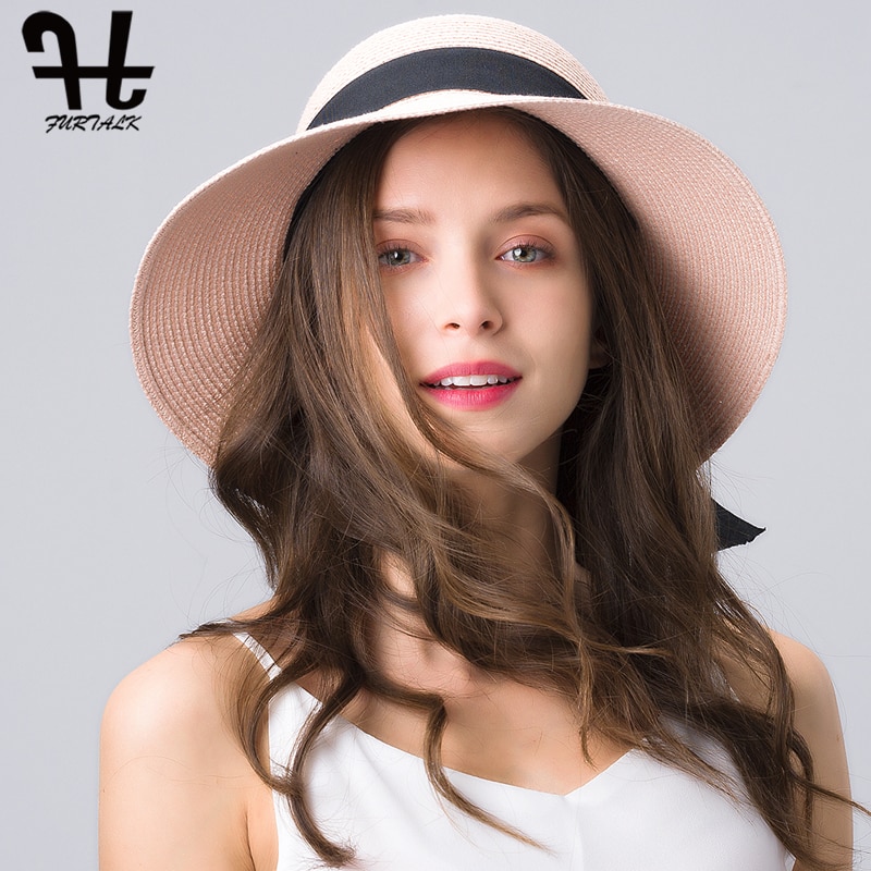 FURTALK Sun Hat for Women Summer Panama Hat Female UV Protection Floppy Beach Straw Hat Ladies Wide Brim Travel Sun Bucket Cap