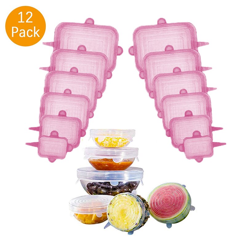 6 PCS Silicone Stretch Lids Universal Silicone Food Wrap Bowl Pot Lid Silicone Cover Pan Cooking Kitchen Accessories: Square 12pcs12