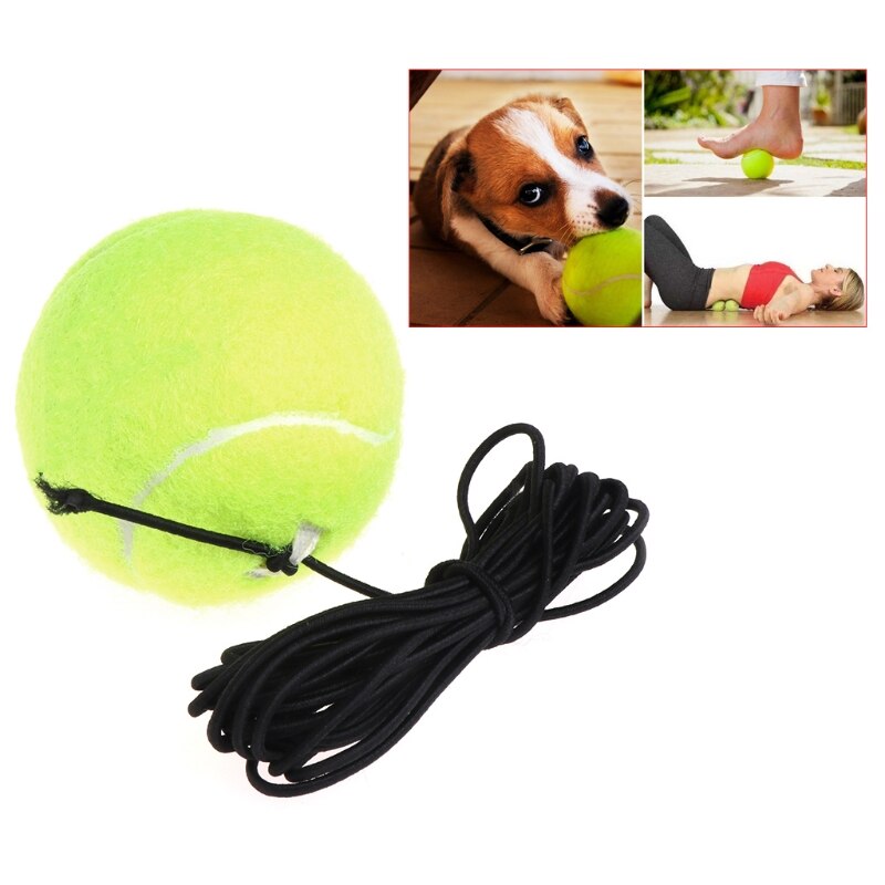 Green Resilience Tennis Balls Trainer Exercise Rubber Cord Elastic Band Rebound Training Tennis