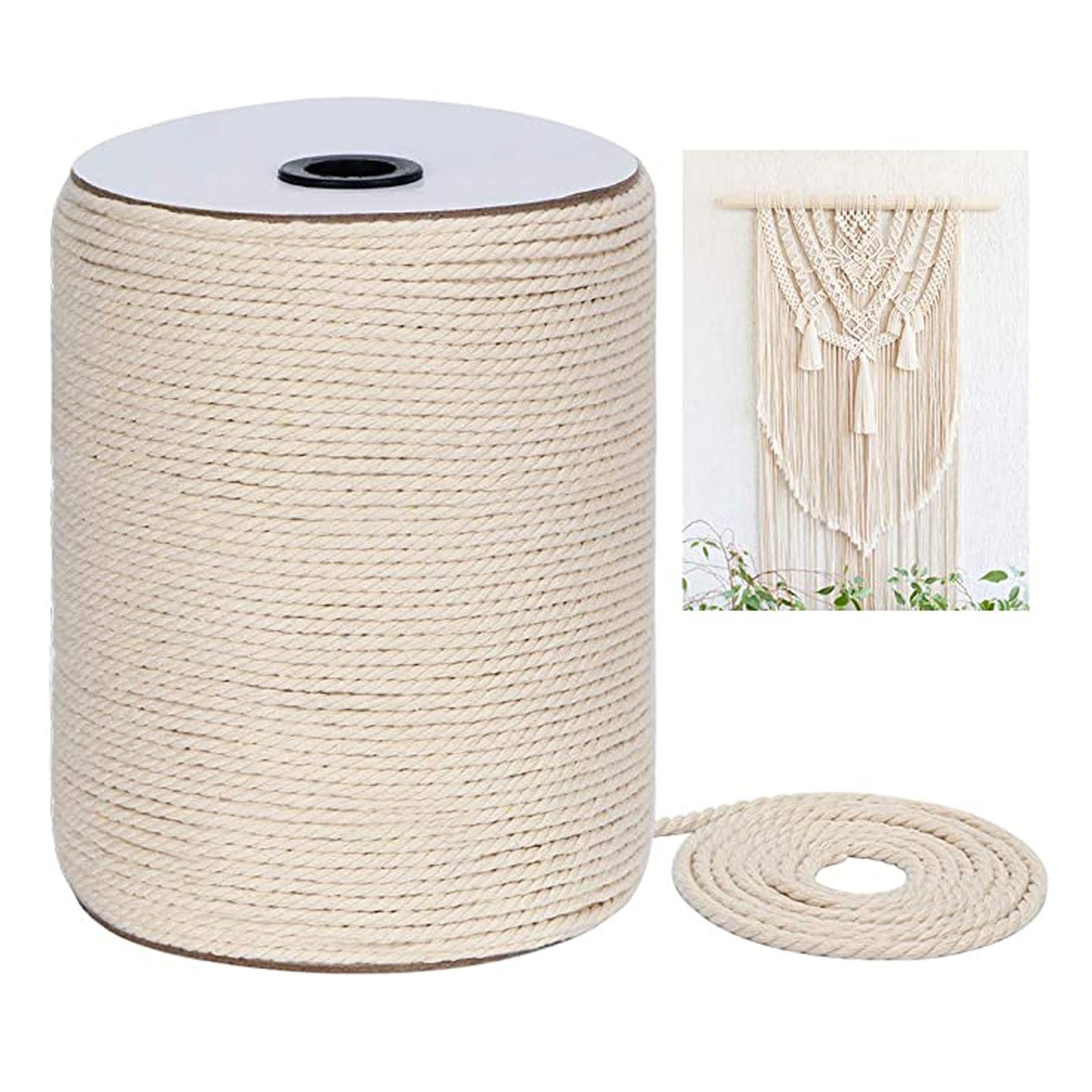 Strands Twisted Macrame Cotton Cord for Wall Hanging, Plant Hangers, Crafts 3mm x 300m Decorative Wall Hanging Dreams Catcher DI