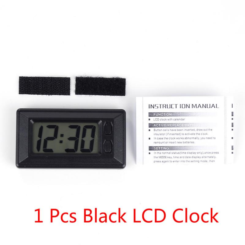 Digital relógio eletrônico do carro relógio eletrônico display lcd digital display lcd data digital relógio de tempo calendário do carro accesorios: 1 Pcs Black