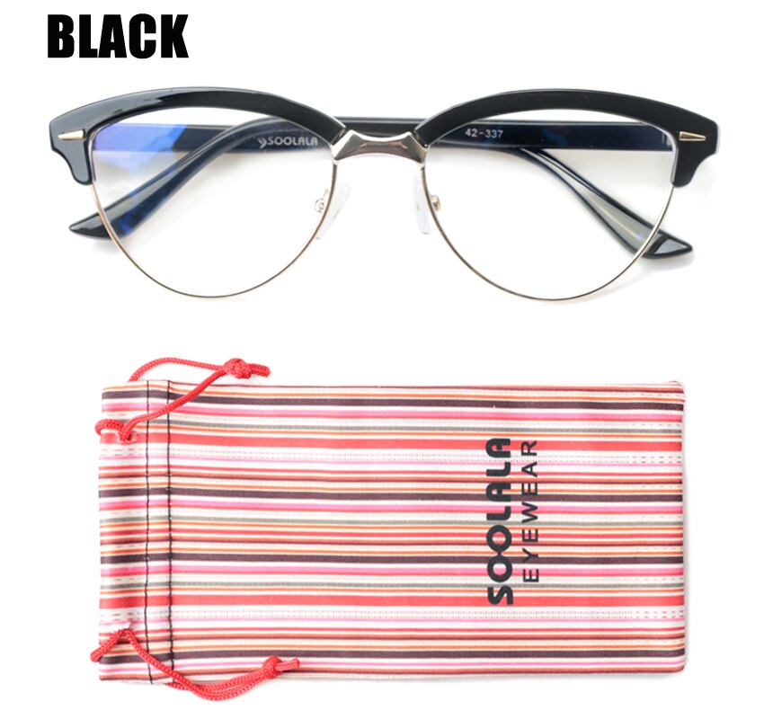 SOOLALA ojo de gato Semi-Rimless Anti luz azul filtro gafas marco mujeres azul claro bloqueo Anti radiación gafas de ordenador: Black