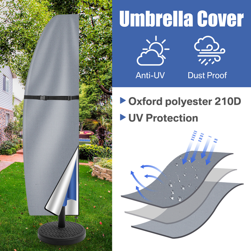 Robuste Regenschirmabdeckungen für Terrasse, wasserdichte Anti-UV-Sonnenschirmabdeckungen mit Reißverschluss für große Regenschirme von 7 Fuß bis 13 Fuß Ich bin Freien