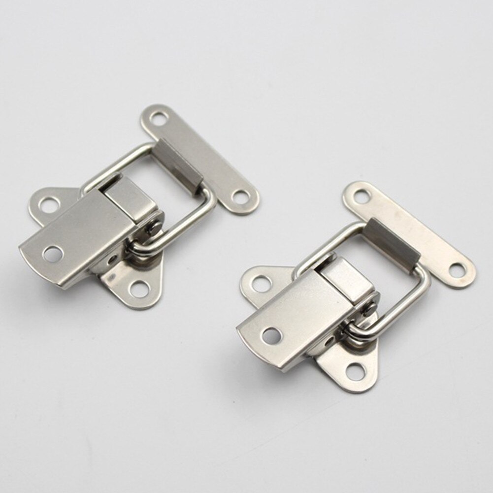 4PC/lot Stainless Steel Spring Locking Latch Hasps Suitcase Chest Toggle Catch Clasp Box Hinges Furniture Hardware Accessories