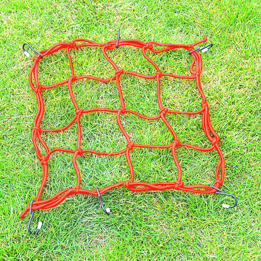 Motorcycle Bike Cargo Elastic Net Luggage 6 Hooks Mesh Holder Red 40*40cm