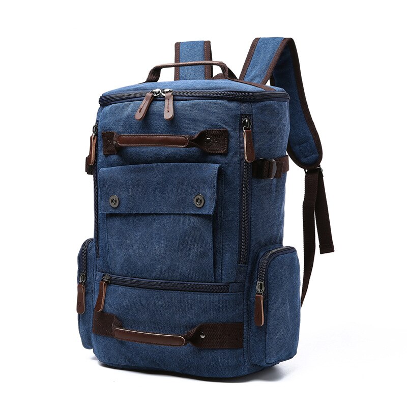 Men's Backpack Vintage Canvas Backpack School Bag Men's Travel Bags Large Capacity Backpack Laptop Backpack Bag High Qualit: Blue