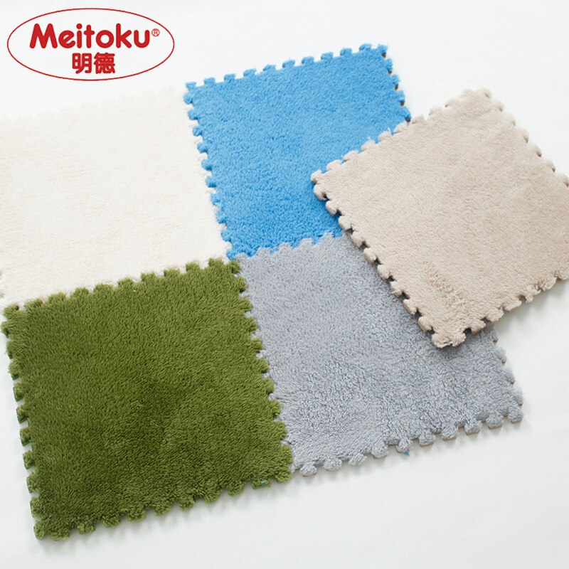 Meitoku Soft EVA Foam Shu Velveteen puzzle baby play mat;interlock Exercise floor mat;9pcs/lot Each32X32cm