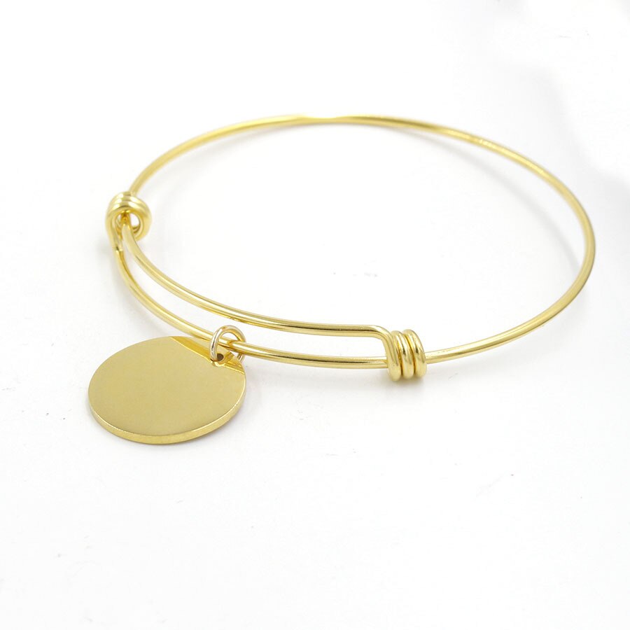 Aibeads Kleine Cirkel Tag Verstelbare Stretch Armband Order Belettering Speciale Betekenis: Goud-kleur
