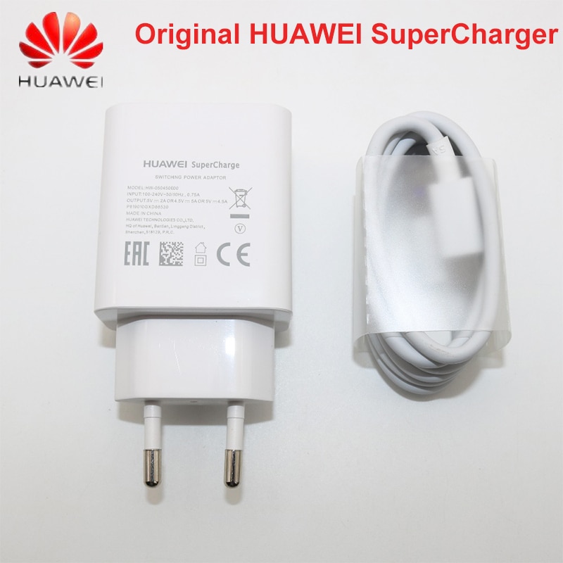 Supercarga original Huawei, super carregador rápido mate 9 10 20 P10 Plus P20, Pro Honor 20 V20, 4.5V5A cabo tipo-C USB 3.0