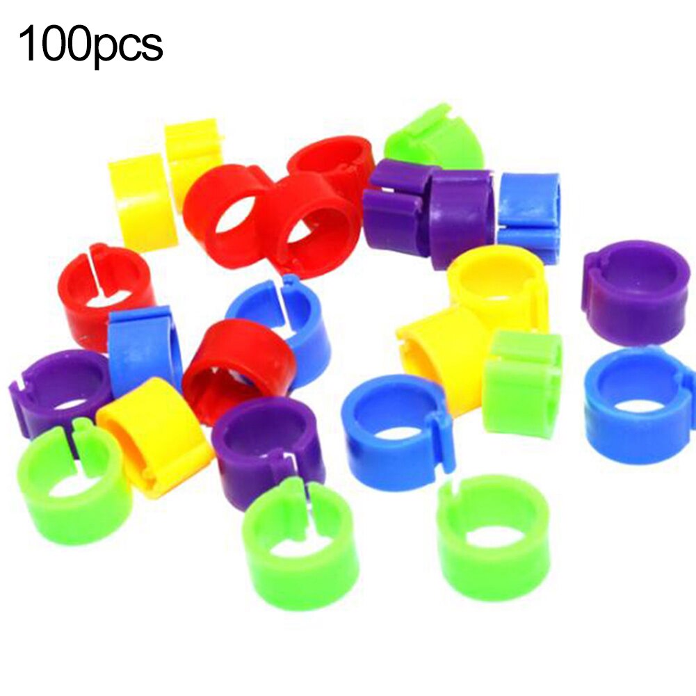 100Pcs Plastic Birds Poultry Duck Pigeons Dove Parrot Leg Foot Bands Clip Rings