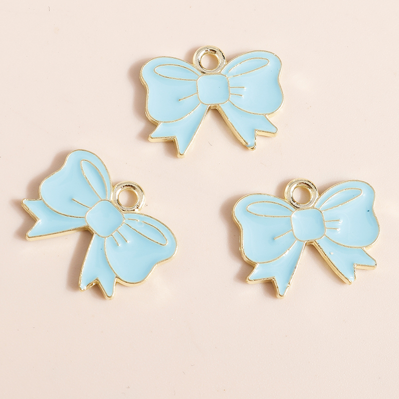 10 Uds. De dijes de lazo rosa esmaltados de 16x13 para fabricación de joyería hecha a mano DIY, dijes para niñas, colgantes, collares, pendientes, accesorios