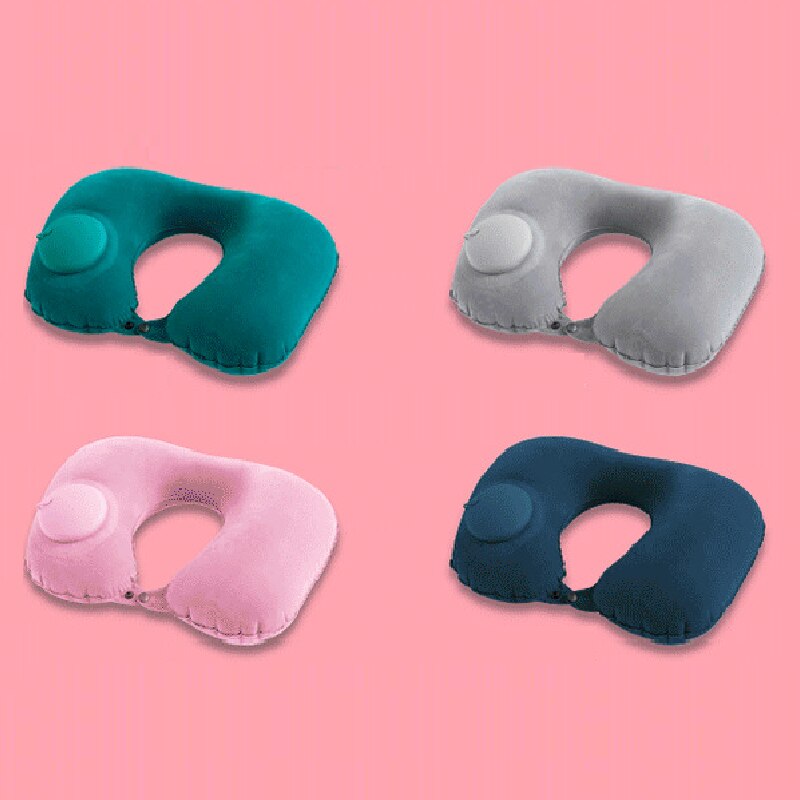 Portable Inflatable U-shaped Pad Travel Pillow Foldable Office Plane Siesta Support Headrest Travel Essential U Pillow