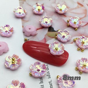 50 unids/lote de adornos de flores de fantasía para manicura, adornos de 3,5 pétalos de lavanda mate, Aurora, dijes para decoración de uñas, 6-10: 2-9