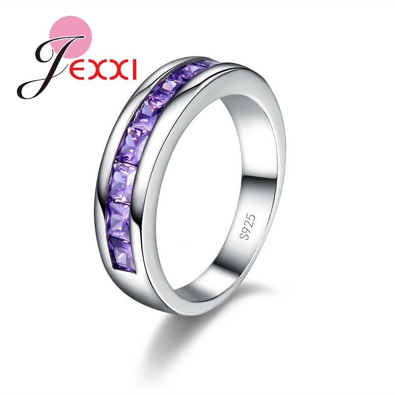 Mode Vrouwen Sieraden Paars Ringen Voor Lady 925 Sterling Silver Wedding Engagement Ring Voor Vrouwen