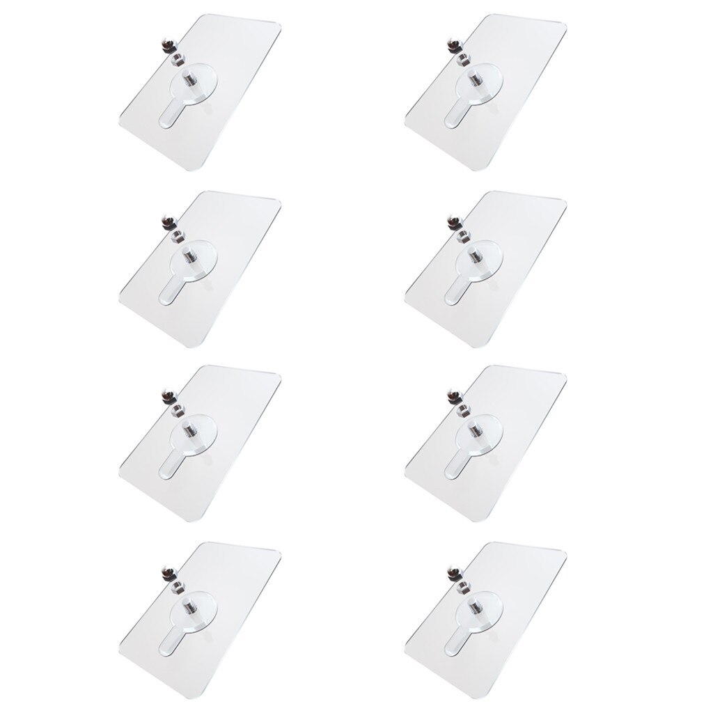 8Pcs Non-Trace Strong Adhesive Stickers Nail Screw No Drilling Wall Hook Bathroom Kitchen Transparent ABS Sucker Hooks Hanger