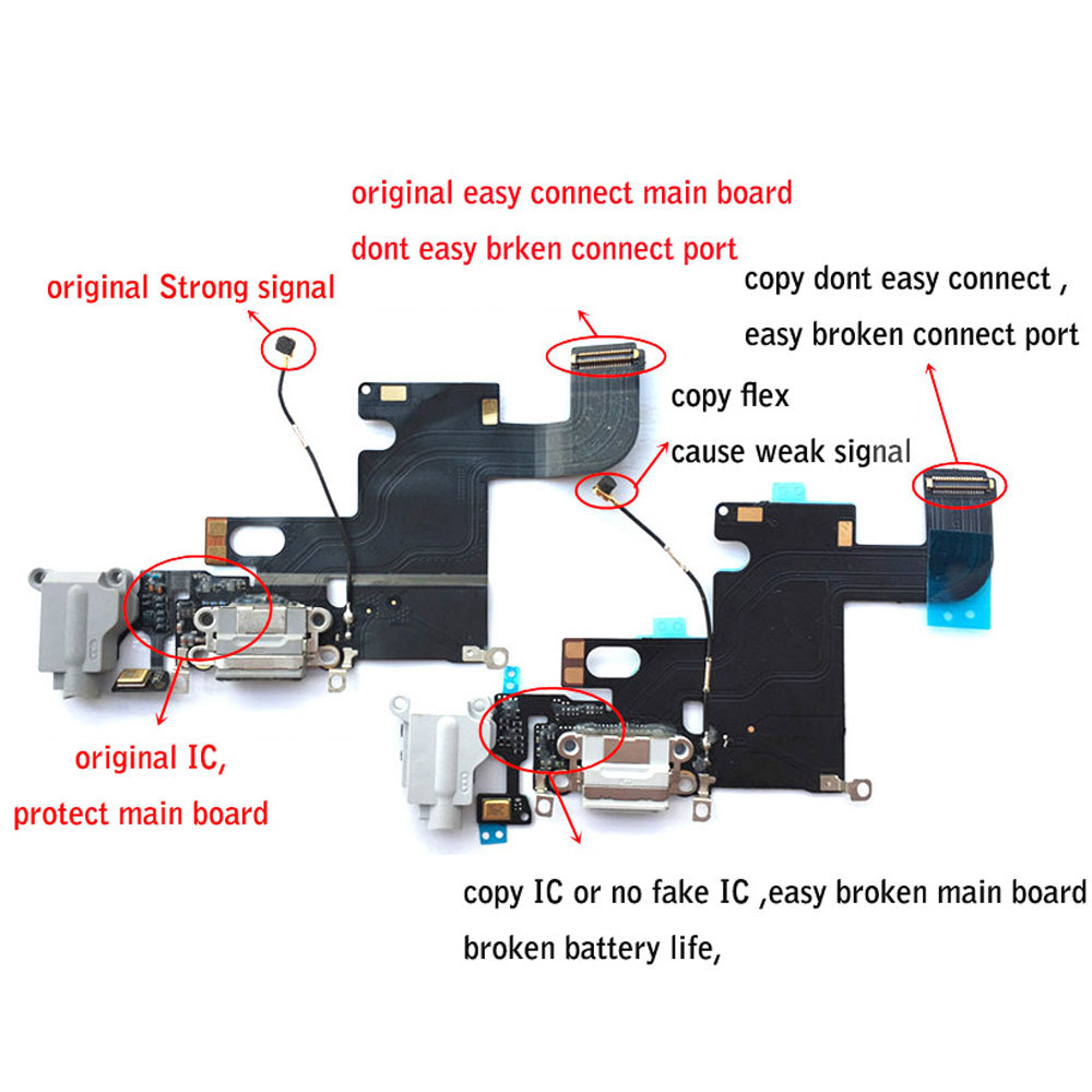 Official Original USB Charging Port Flex for IPhone 6 6s Plus 6sp 7 8 Plus SE2 Dock Connector Mic Flex Replacement Repair Parts