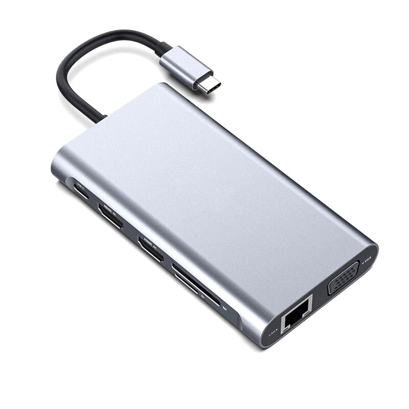 11 w 1 stacja dokująca USB C Adapter, Hub USB C, z VGA, porty USB 3.0, typ C PD, SD/czytnik kart TF, dla Pro: Default Title