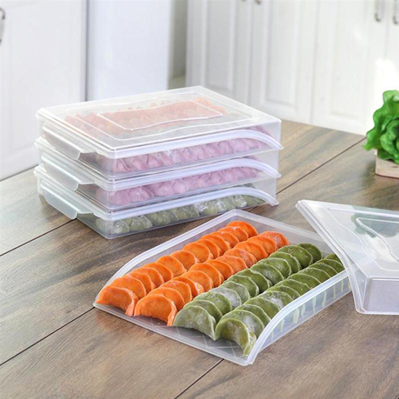 1 pc dumplingsbricka plast ett lager förseglad matbehållare förvaringslåda kyl crisper kyl och frys mat färsk hållning