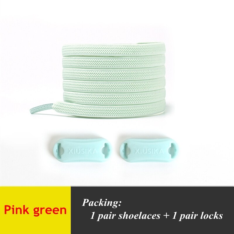 Lacets élastiques plats, 1 paire, pas de nœuds, pour chaussures de sport pour enfants et adultes, lacets rapides pour paresseux, 24 couleurs: Pink green
