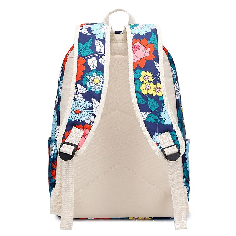 Waterdichte Bloem Afdrukken Schooltas Voor Tieners Meisjes Nylon Tas Set Vrouwen Rugzak Lunchbox Student Boek Tassen
