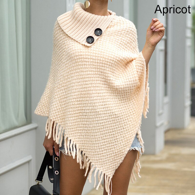 Glamexx24 Gebreide poncho voor dames, effen kleur, cape, fijn gebreid, XXL, trui, schouderdoek, elegant, stijl en comfort, voor lente en herfst, Made in Italy, donkergroen, S-M