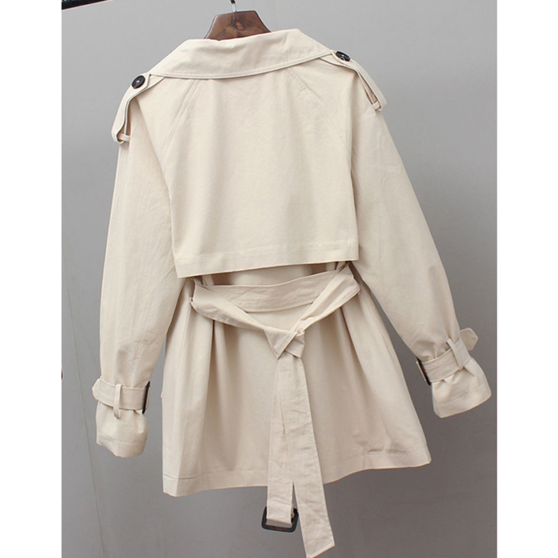Kvinnor kort trench vår vindjacka casual lösa safari kläder stativ krage dragsko kvinnlig trench coat