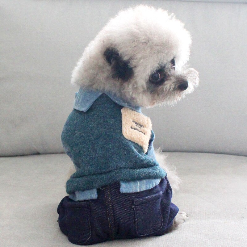 Kleidung für Dackel Winter Kleine Welpen vier-auf Beinen Haustier Kleidung Insgesamt für Kleine und mittlere Hunde Stepp baumwolle Mäntel: Blau / XL