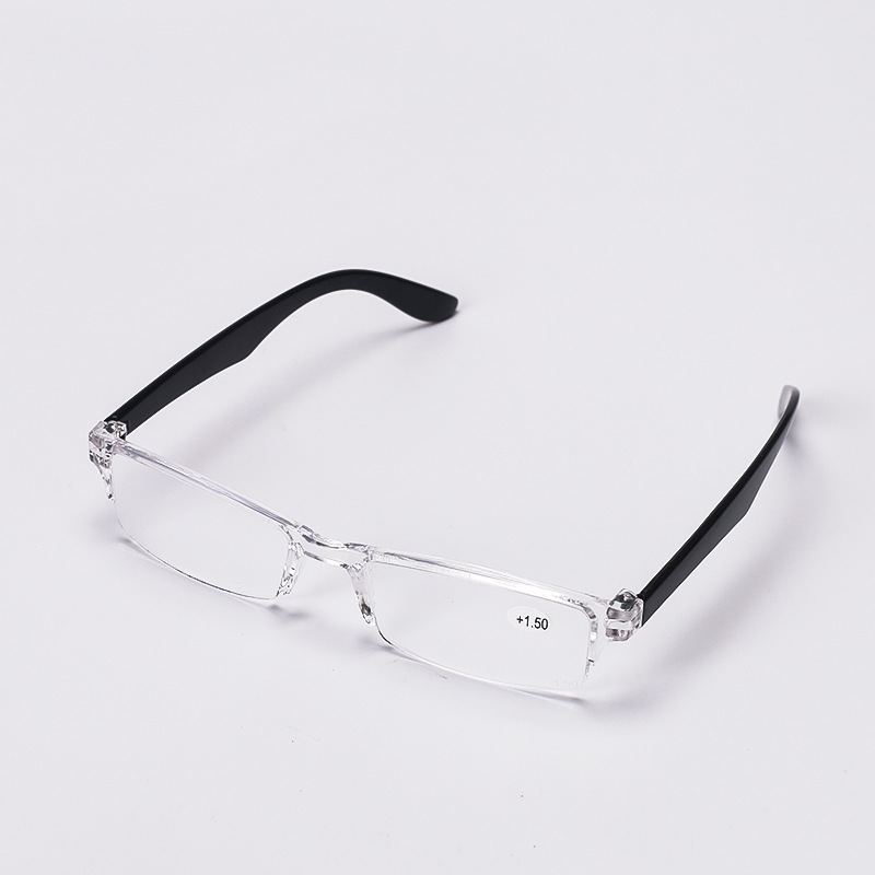 Ultralight Transparent Frame Reading Glasses Portable Patchwork Presbyopia Eyeglasses Diopter +1.0 To +4.0: black / +150