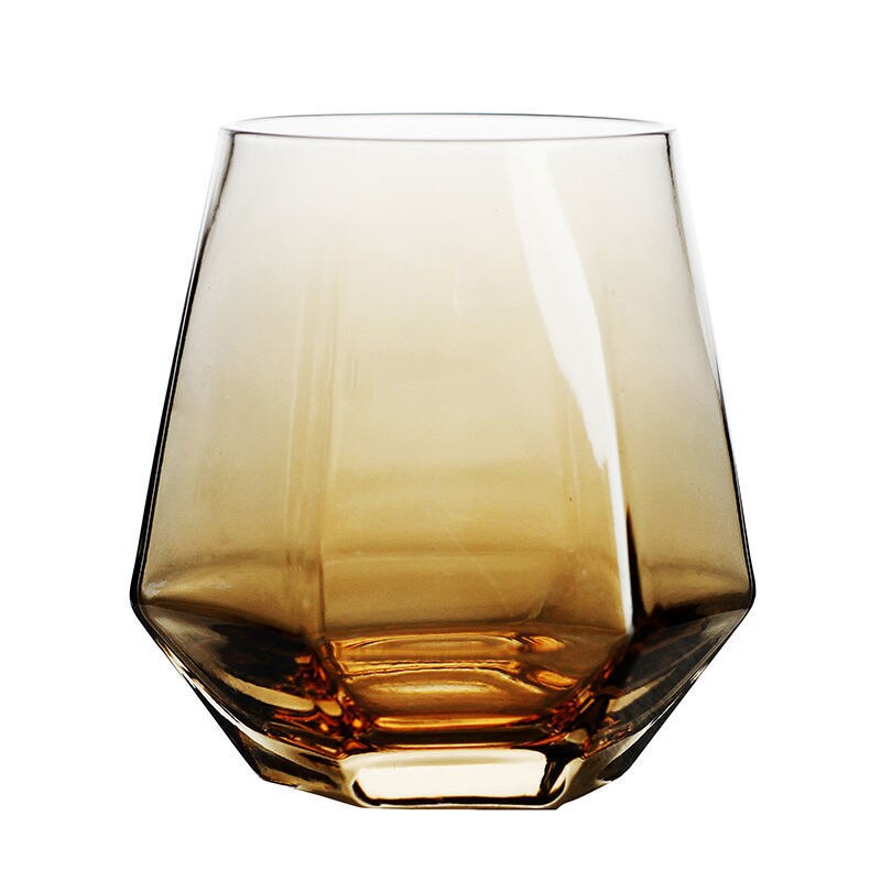 Copas De vino De japonesas De colores geométricos, vasos creativos De Cristal con borde dorado, vasos De vidrio Juic Wisky, vasos De Cristal De Lujo: Amber
