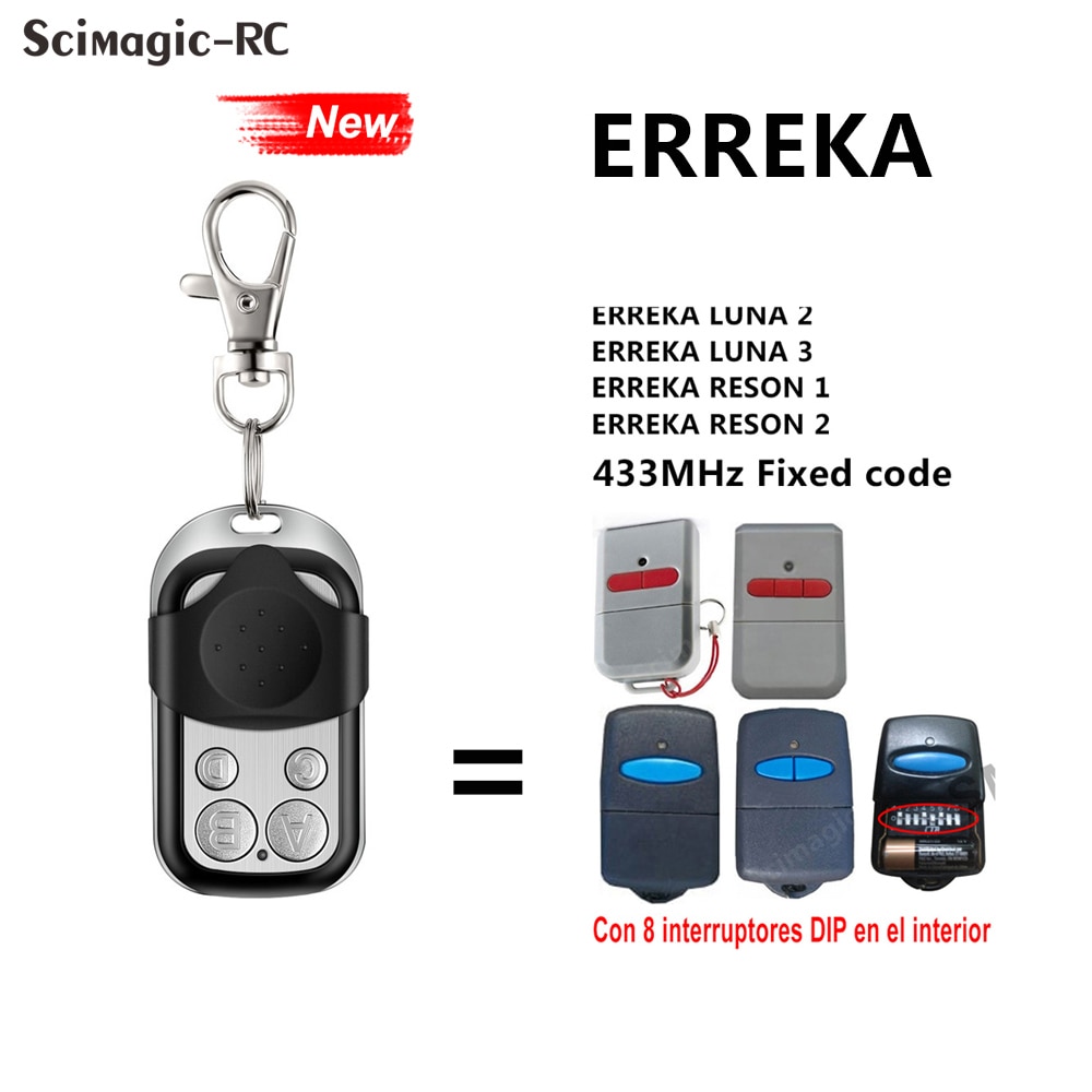 ERREKA LUNA ERREKA RESON Compatible Electric Gates Remote Controls for Command Garage Barrier Fixed Code Key Fod 433.92Mhz