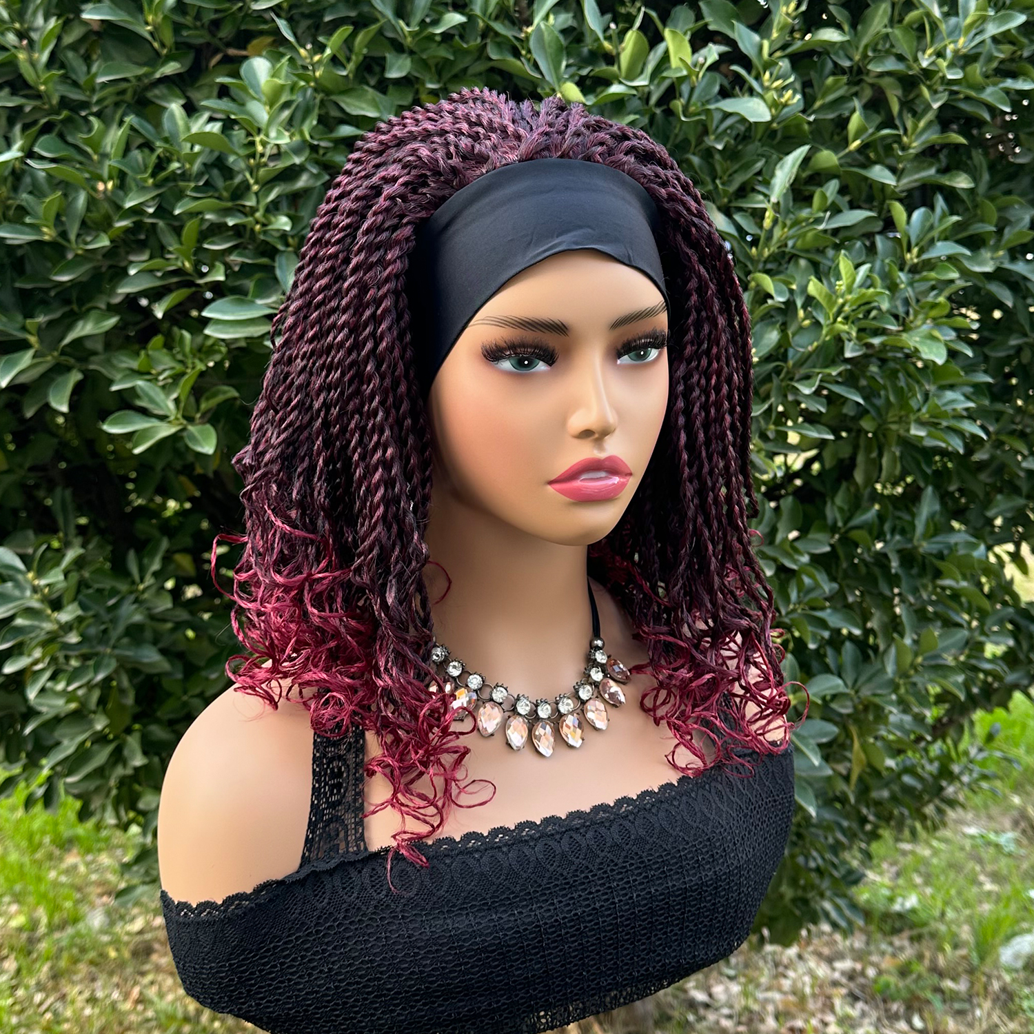 Short Braided Headband Wigs For Black Women Box Braided Headband Bob Wig African Synthetic Braiding Hair Headband Bob Wig