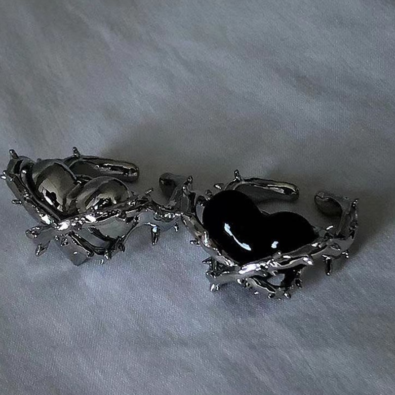 Punk Gothic Spider Ringen Doornen Liefde Hart Vintage Geopend Ringen Voor Vrouwen Halloween Party Sieraden Huwelijkscadeau