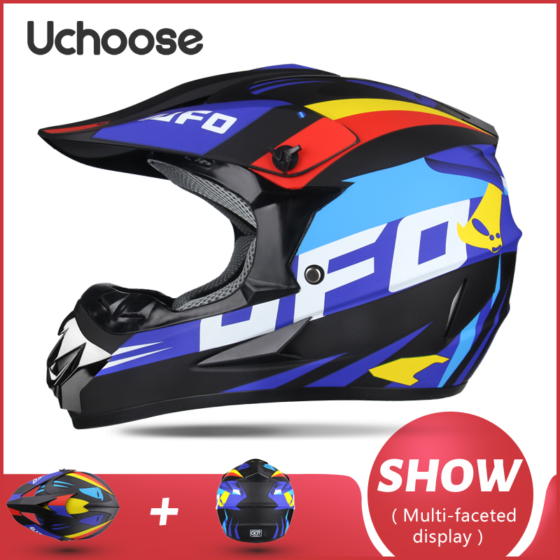 UCHOOSE Motorhelm Shark Motocross Off-Road Helm Kinderen Moto Bike Accessoires ATV Capacete De Moto Ike Downhill AM DH: Black / XL