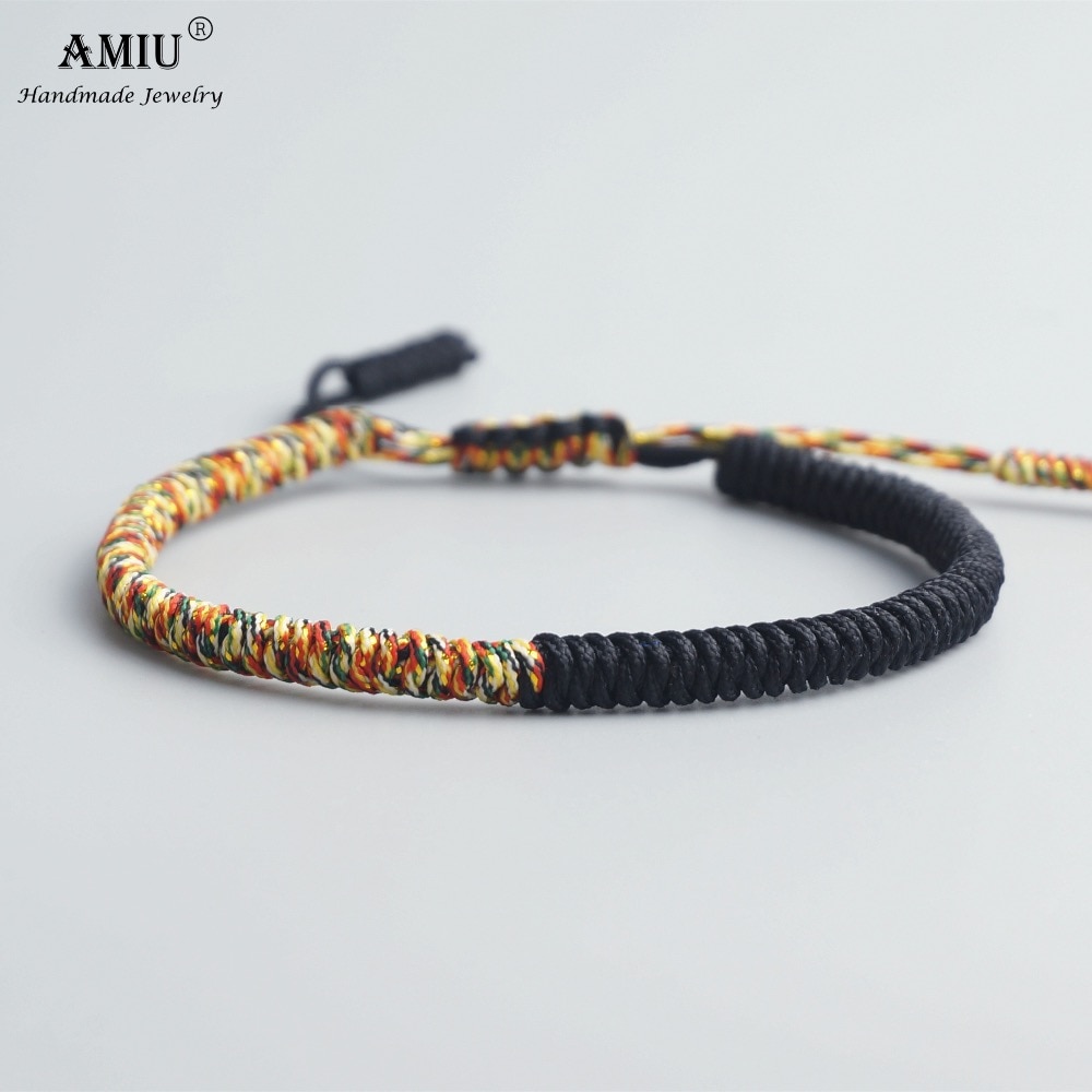 AMIU Tibetischen Buddhistischen Glück Charme Tibetischen Armbänder & Armreifen Für Frauen Männer Handgemachte Knoten Jahrgang Seil Weihnachts Armbinde