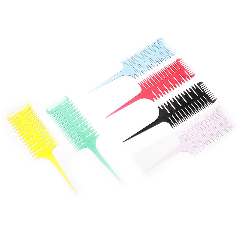 6Colors Easy To Use Weave Weaving Comb Hair Dye Styling Tool Salon Hair Dyeing Comb 3-Way Sectioning Highlight Comb
