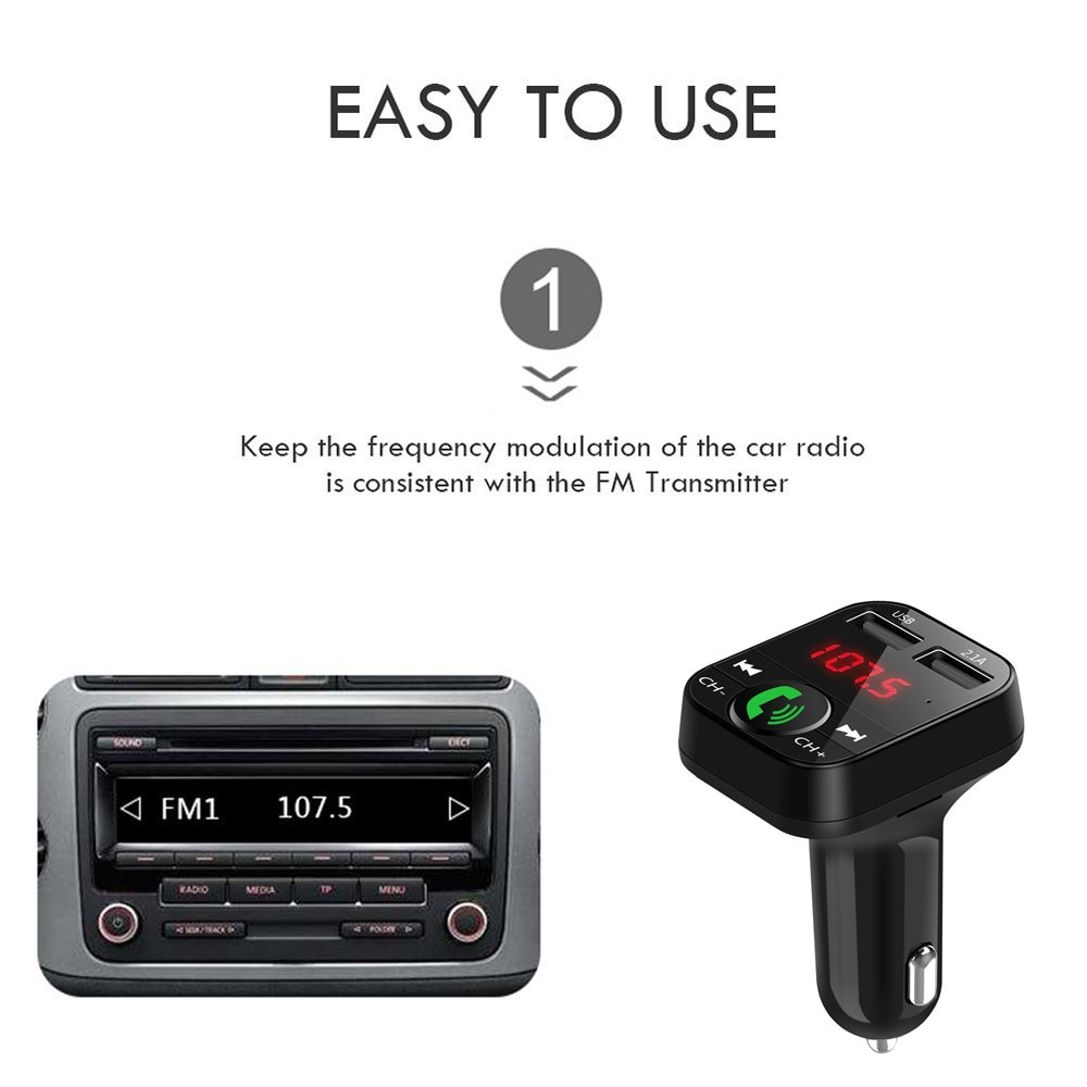 Transmetteur FM sans fil Bluetooth pour voiture, Kit mains-libres, transmetteur LCD, lecteur MP3, chargeur USB, modulateur FM, accessoires de voiture