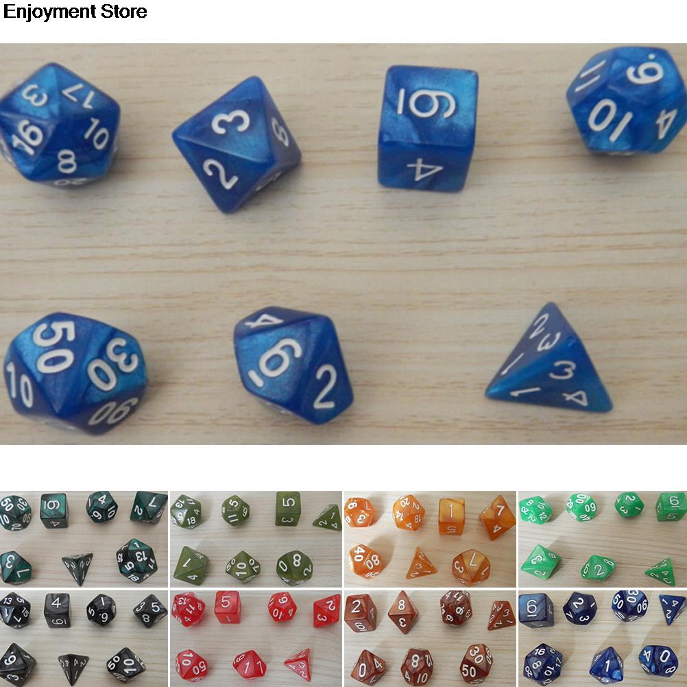 7pcs Dices DND D&D Games Set D10 Multi-Sided Gem Dice Die