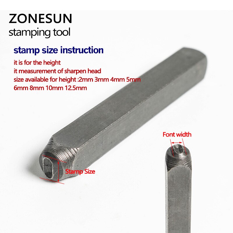 Zonesun 9 stk kulstofstål antikt tinnummer &quot; 0-9 &quot; rektangel stanseværktøj til metalstempling 65mm(2 4/8 &quot; ) x 11mm, 1 sæt