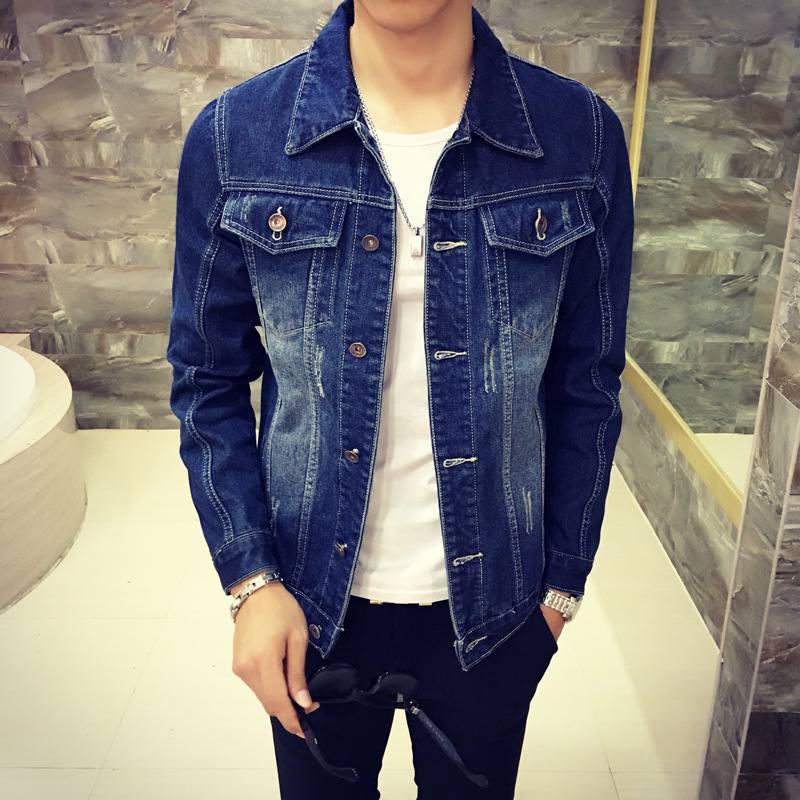 Men Bomber Jacket Solid Casual Slim Mens Denim Jackets Cowboy Men's Jean top coat