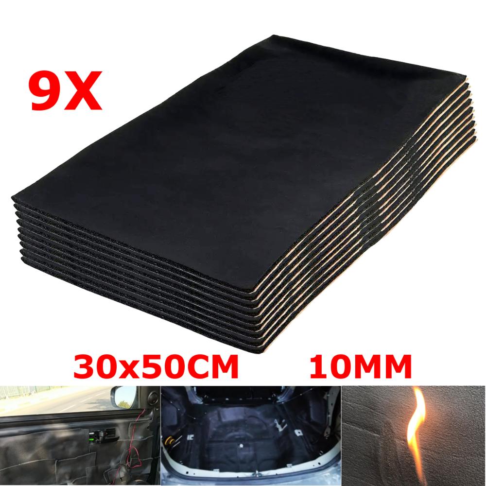 9X 10mm Auto Schallschutz Baumwolle Deadener matt Motorhaube Tür Noice Beweis Trittschalldämmung Motor- Firewall Wärme Heißer Schaum Aufkleber 30x50cm