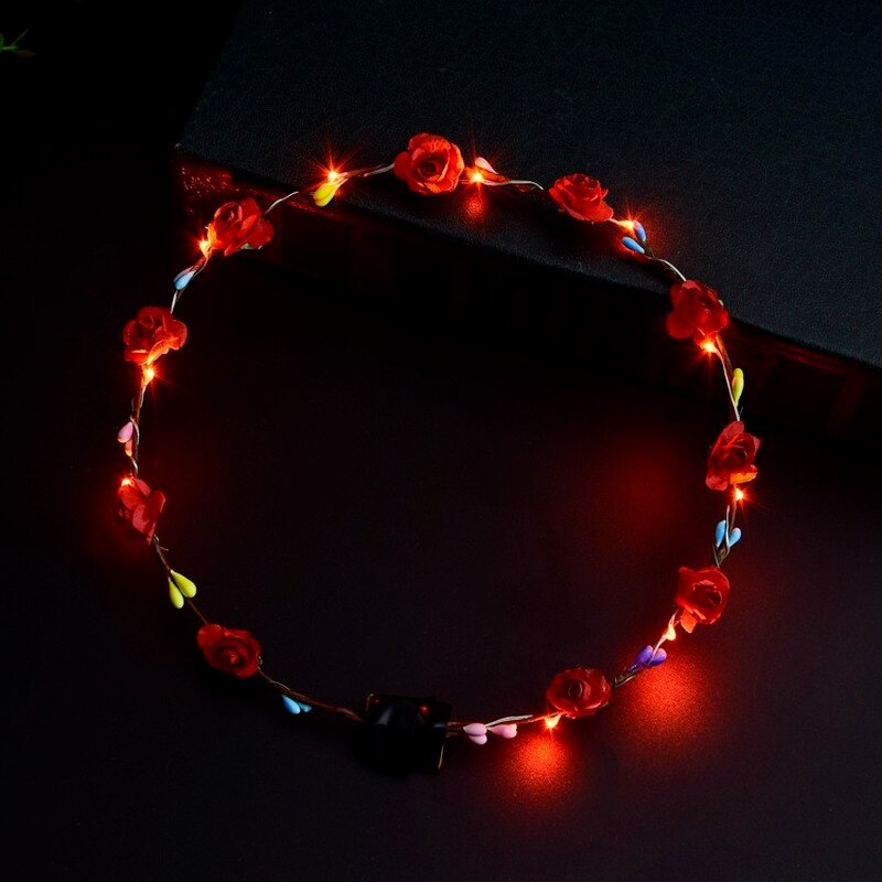 24Pcs Led Gloeiende Kroon Bloem Haarband Krans Party Kinderen Meisje Vrouwen Hoofdband