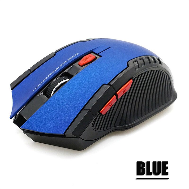 1600DPI 2.4GHz Wireless Optical Mouse Gamer for PC Gaming Laptops Opto-electronic Game Wireless Mice with USB Receiver: Blue