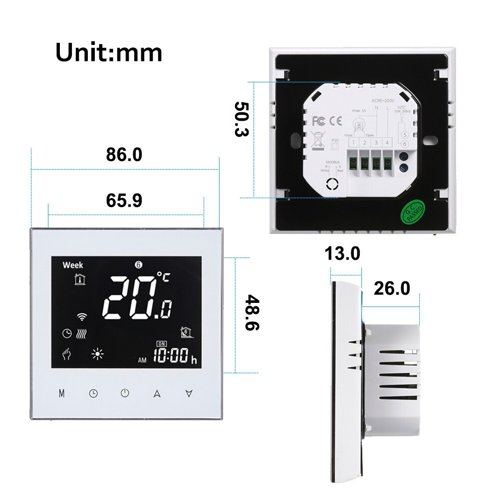 WiFi &amp;Touch screen control Thermostat for Gas Boiler Heating or Water Floor Heating Temperature Controller AC 95-240V BHT2000GB