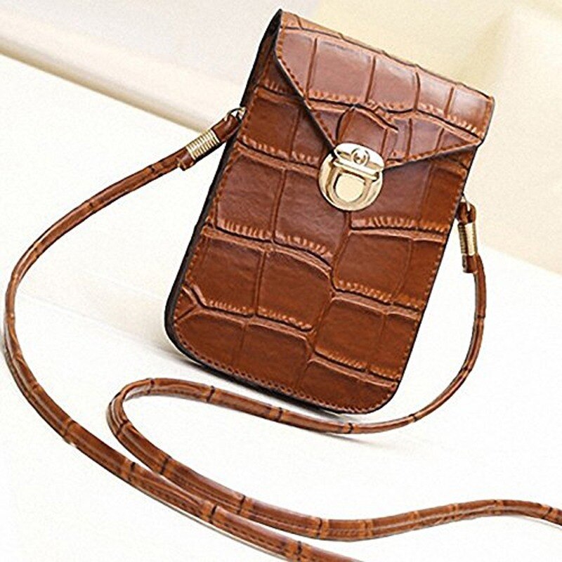 Bandolera de cuero para mujer, Mini bolso para teléfono móvil, bandolera para estudiante, bolso de hombro pequeño: Coffee Type 3