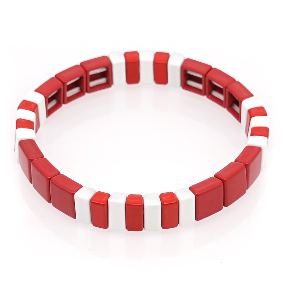 Shinus Enamel Bracelet Bangle Women Tile Beads Heart Bracelets Femme Jewellery Pulseras Mujer Jewelry Red Bijoux: RO-B190172A