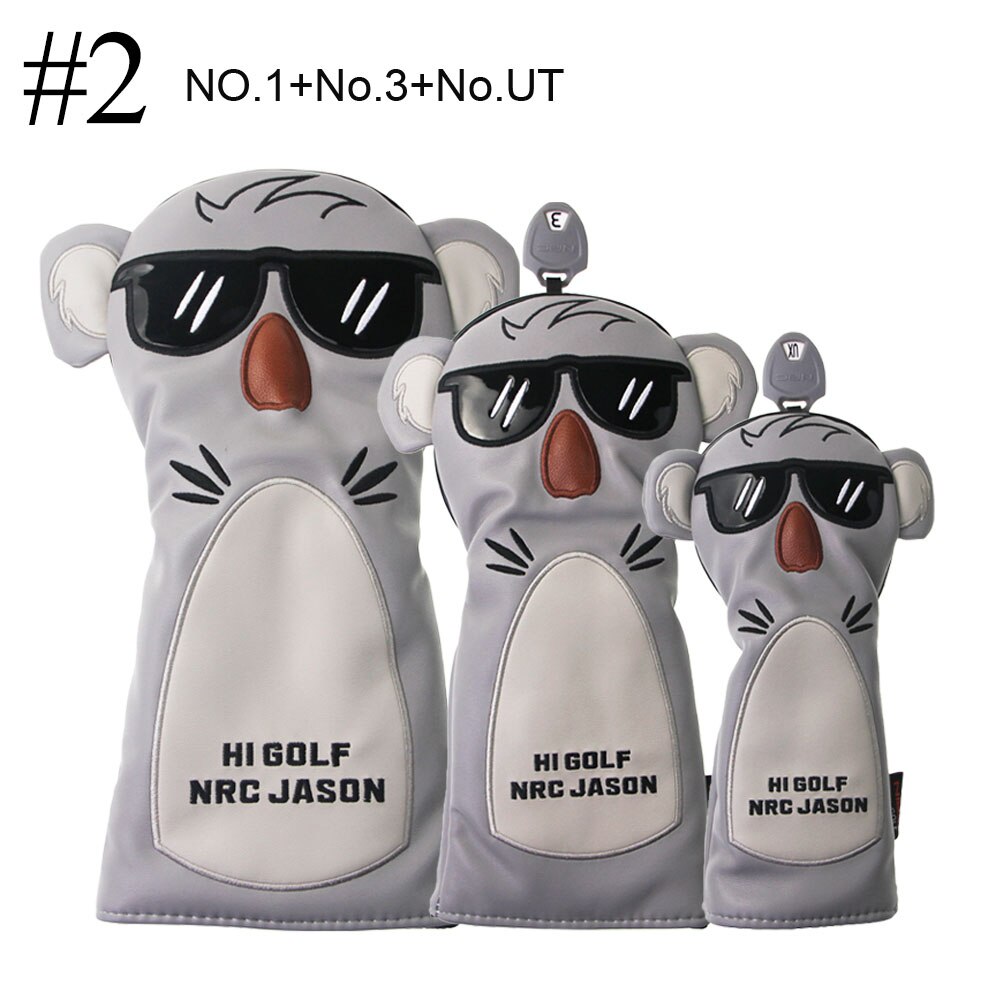 1Set Universele Golf Club Head Covers Protector Driver Hout Headcovers Set Koala: 2